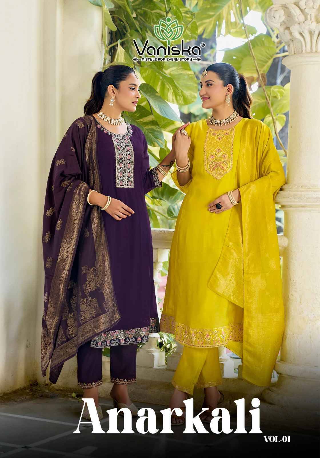 ANARKALI VOL.1 By VANISKA 1001 To 1006 Series Beautiful Festive Suits Colorful Stylish Fancy Ethnic Wear CHANDERI Embroidery Dresses At Wholesale Price
